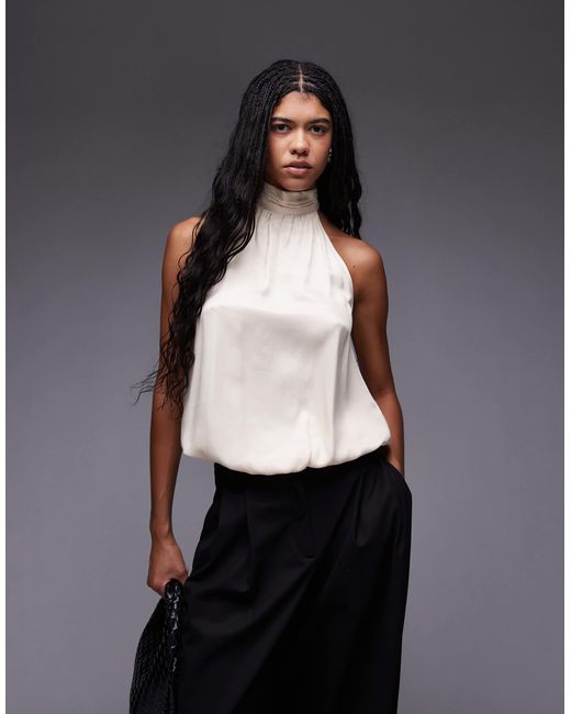 ASOS Black – hochgeschlossenes oberteil aus satin