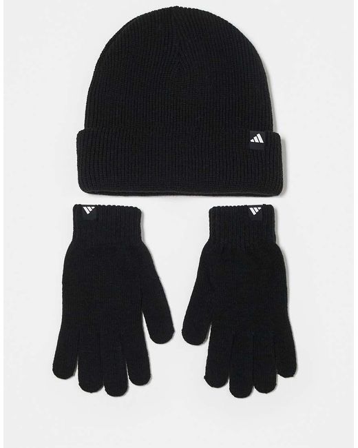 Adidas Originals Black Adidas Training Glove And Beanie Gift Set