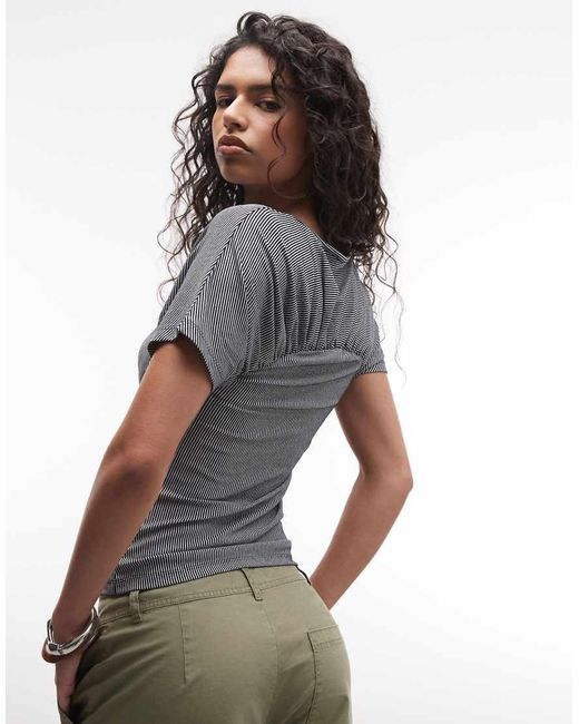 Reclaimed Vintage Gray Ruched Jersey Top