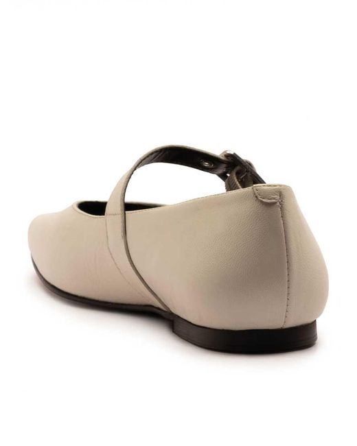 OFF THE HOOK White Cuffley Leather Square Toe Mary Jane Flats