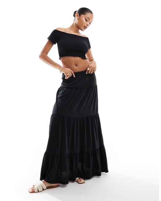 Vero Moda Black Tiered Maxi Skirt Co-ord