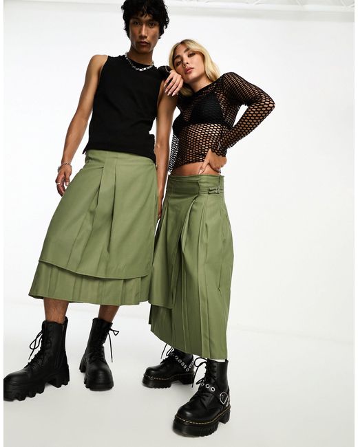Collusion Green X Tammy Unisex Pleated Kilt Skirt
