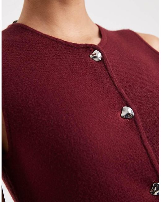 ONLY Red Split Detail Compact Knitted Waistcoat