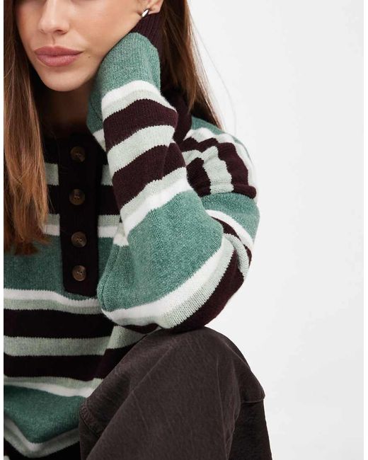 Daisy Street Gray Knit Slouchy Fit Rugby Polo