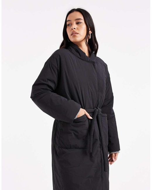 ONLY Blue Tie Waist Longline Coat