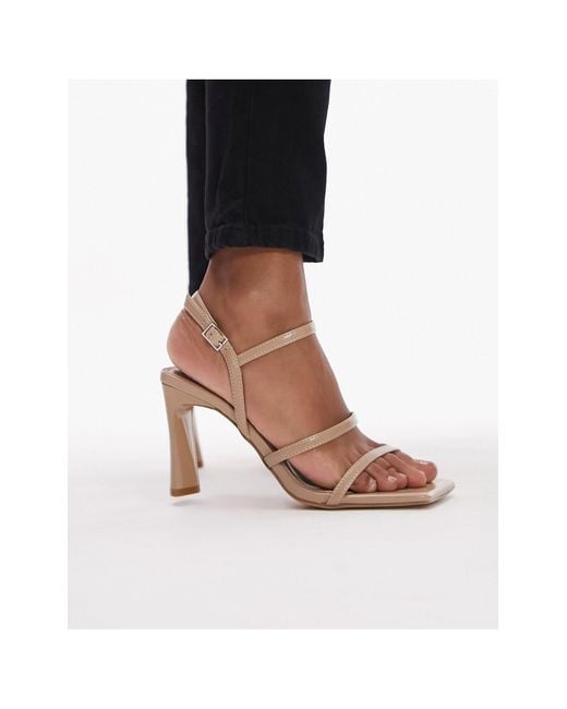 TOPSHOP Salone Two Part Block Heel Sandal in Black | Lyst