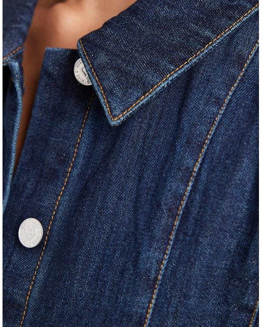Miss Selfridge Blue Western Denim Jacket With Puff Sleeves