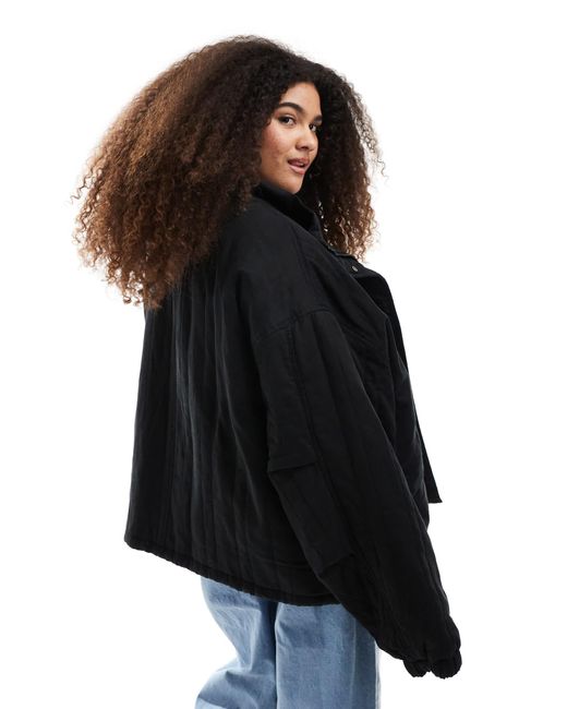 Asos design curve - veste matelassée à col cheminée ASOS en coloris Black