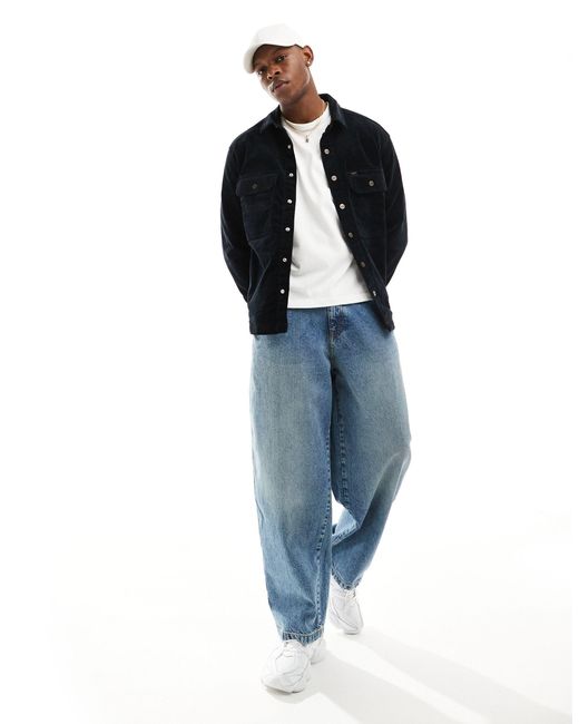 Camicia giacca nera a maniche lunghe a coste di Lee Jeans in Blue da Uomo