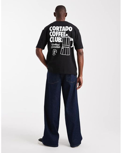 Only & Sons Blue Relaxed Fit T-Shirt With Coffee Back Print for men