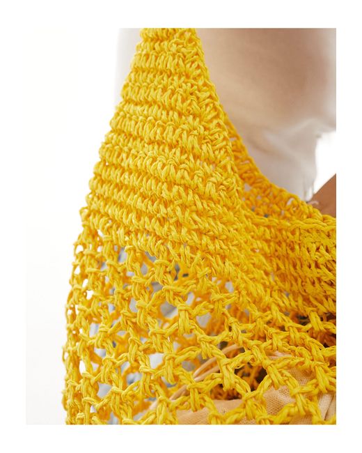 South Beach Yellow Crochet Tote Bag