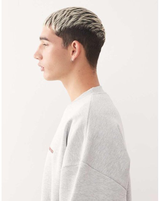 Prohibited Gray Oversized Boxy Fit Logo Jumper for men