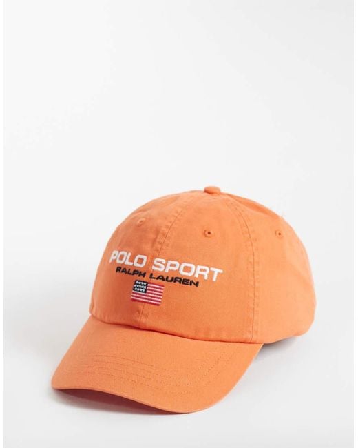 Polo Ralph Lauren Orange Sports Flag Logo Baseball Cap for men