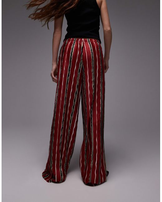 TOPSHOP Brown – weit geschnittene plissee-hose