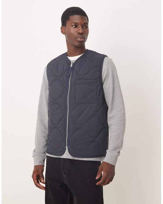 ARKET Blue Quilted Vest With Zip Front for men