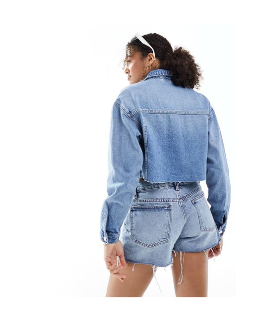 Veste courte en jean - moyen New Look en coloris Blue