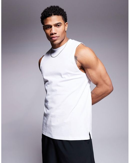 4505 White Icon Cotton Training Singlet With Quick Dry Finish for men