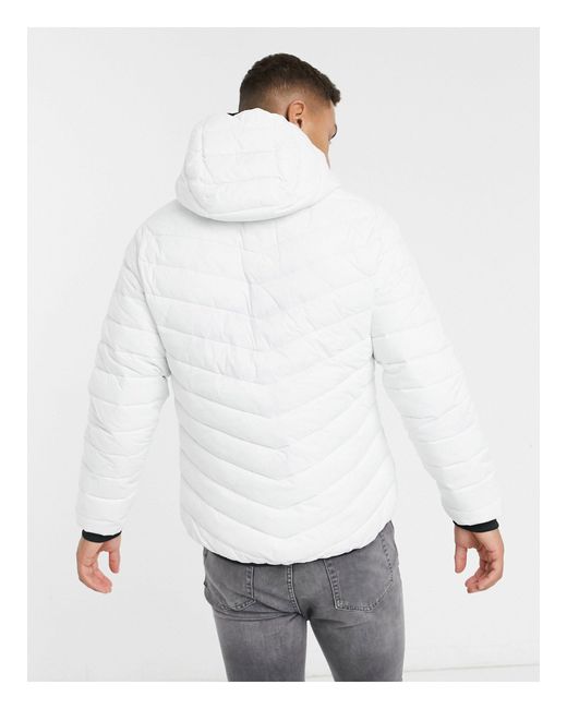 Hollister Lightweight Taped Logo Sleeve Hooded Puffer Jacket in White for  Men