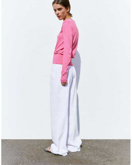 Pull à col v Pull&Bear en coloris Pink