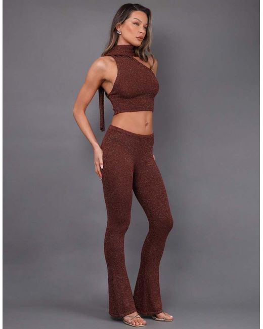 SIMMI Brown Serafina Bow Knit Flared Bottoms