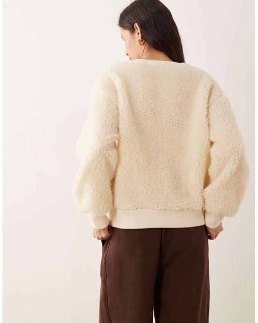 ASOS Natural Oversized Borg Sweater