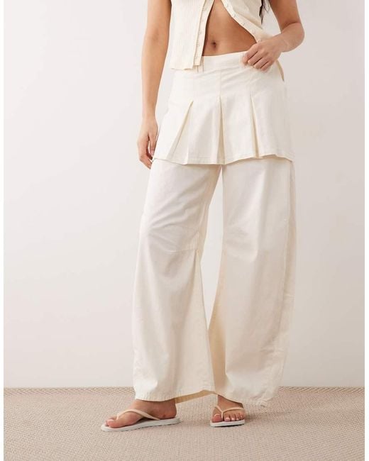 ASOS Natural Barrel Trouser With Pleated Skirt