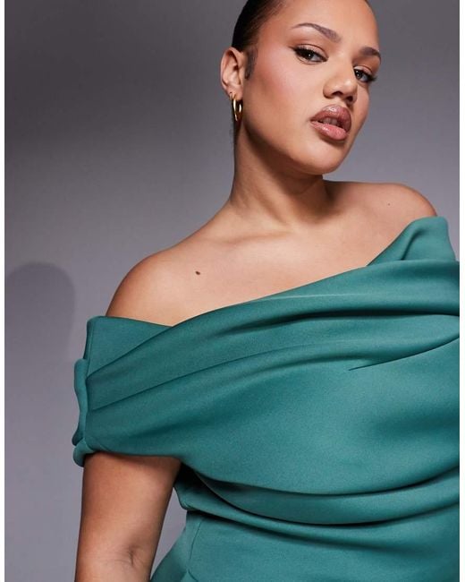 ASOS Green Asos Design Curve Bardot Midi Dress With Split