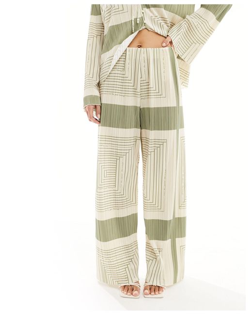 Object Natural Plisse Wide Leg Trouser Co-ord
