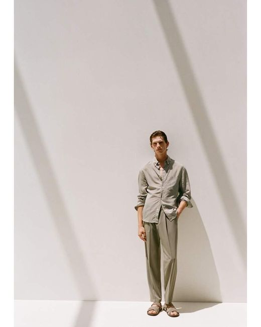 Mango Natural Pleat Front Tailored Straight Trouser for men