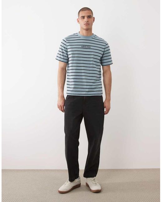 Calvin Klein Blue Striped T-shirt for men