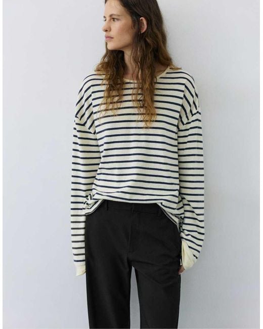 Pull&Bear Black Striped Smart Trousers