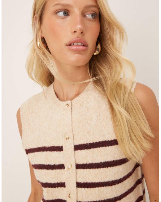 Nobody's Child Natural Button Through Knitted Vest