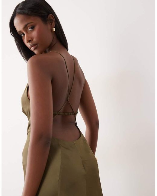 ASOS Natural Seam Detail Open Back Strappy Maxi Dress