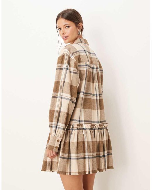 ASOS Natural Mini Shirt Dress With Dropped Waist