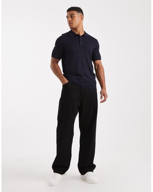 Only & Sons Blue Knitted Polo for men