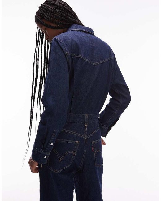 Levi's Blue Rinoa Wide Leg Denim Jumpsuit
