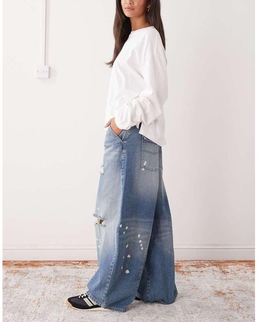 Collusion Blue X006 Xl Balloon Low Rise Jeans