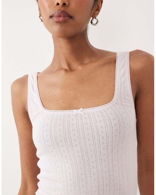 ASOS Pink Pointelle Square Neck Vest