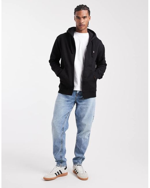 Parlez Blue Zip Through Embroidered Felt Logo Hoodie for men