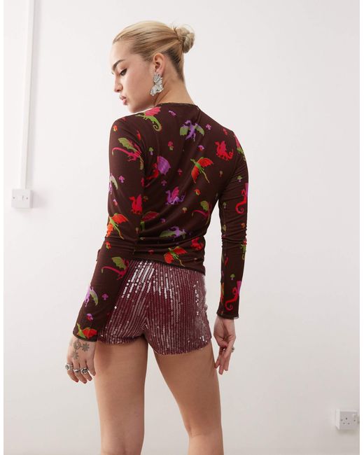 Tyler McGillivary Brown Dragon Print Button Through Cardigan