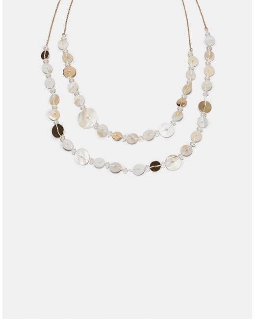 Stradivarius Natural Long Button Necklace