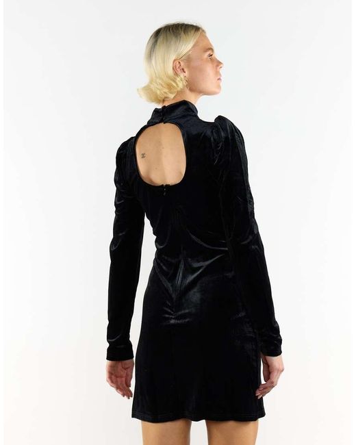 NARRATED Black Roll Neck Mini Dress With Shoulder Pad Detail