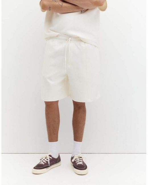 Pull&Bear White Interlock Jogger Bermuda Shorts for men