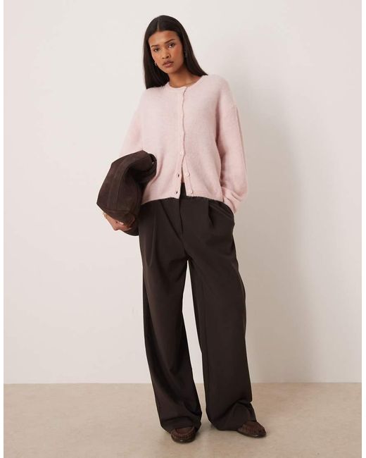 Gina Tricot Pink Crew Neck Knitted Wool Alpaca Cardigan
