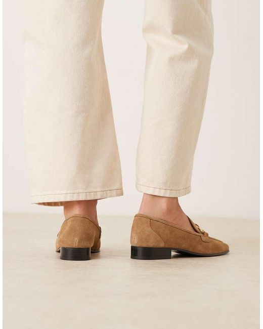 Mango Suède Loafers Met Trens in het Natural