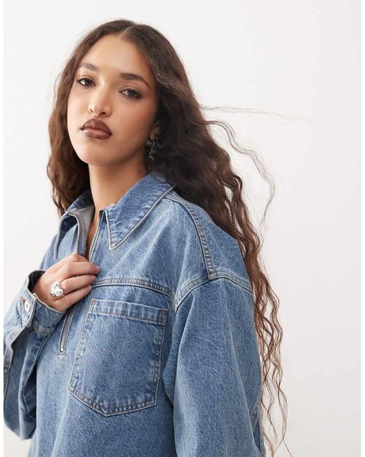 Collusion White Denim Mini Smock Dress