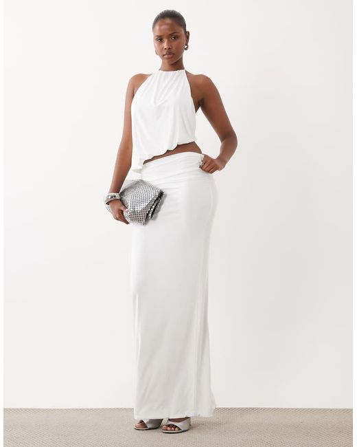 Missy Empire White Missy Empire Slinky Column Maxi Skirt