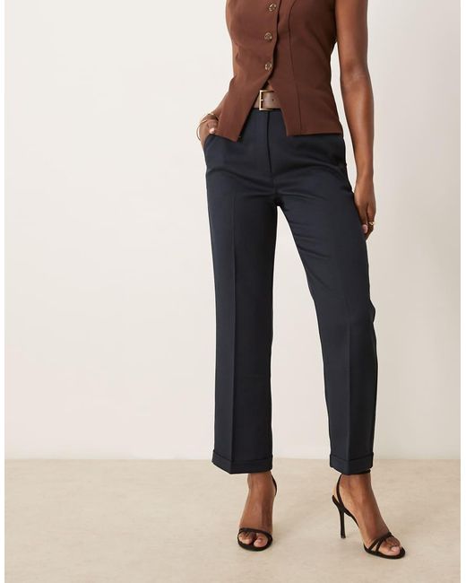 Pantalones De Sastre De Corte Recto Slim Con Cinturón De -Sin Color ASOS de color Natural