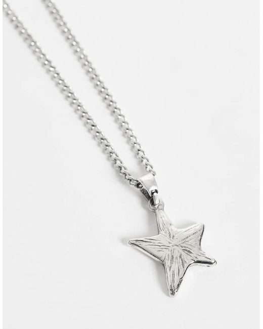 ASOS White Asymmetrical Molten Star Pendant Necklace for men
