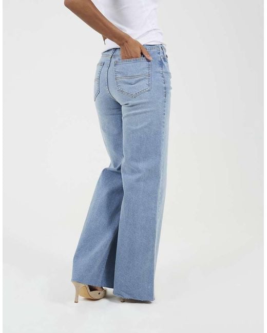 Brave Soul Blue Mid Rise Wide Leg Jeans